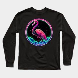 Flamingo Lover Cosmic Space Animals Tropical Beach Long Sleeve T-Shirt